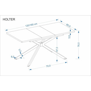 Stół rozkładany Holter 120-160cm Halmar | Dąb Złoty / Czarny