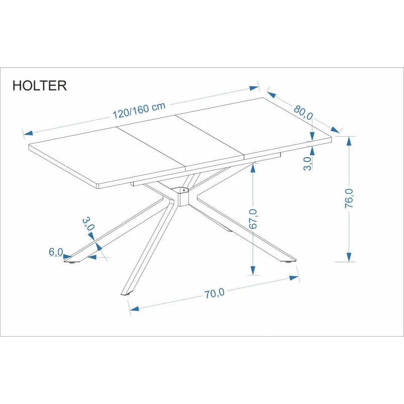 Stół rozkładany Holter 120-160cm Halmar | Dąb Złoty / Czarny