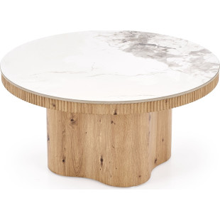 Stolik kawowy Magnum Halmar | Okrągły, biały marmur, 50cm