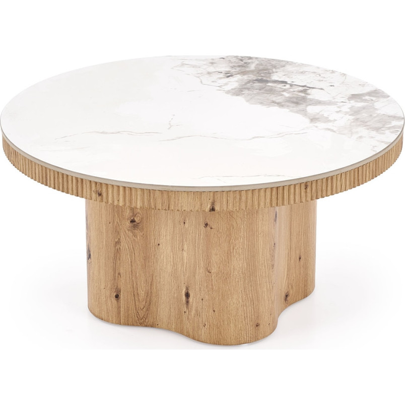 Stolik kawowy Magnum Halmar | Okrągły, biały marmur, 50cm