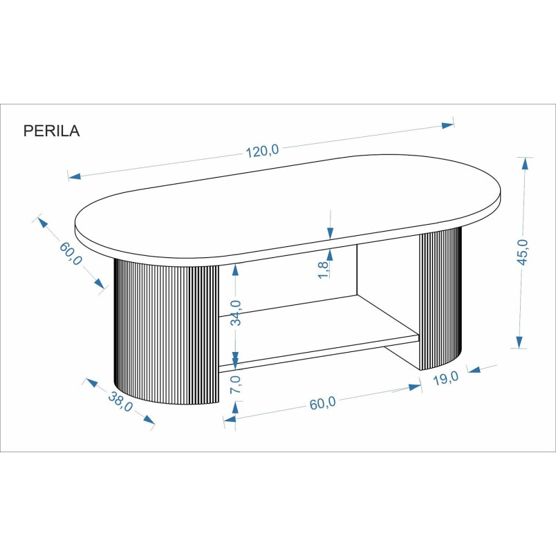 Stolik owalny Perila 120x60 - Halmar | Orzechowy
