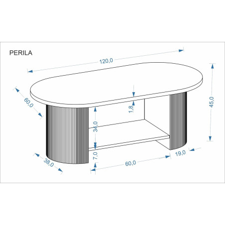 Stolik owalny Perila 120x60 - Halmar | Orzechowy