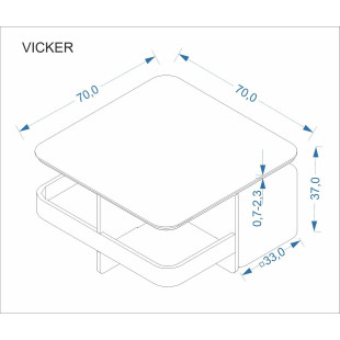 Stolik Vicker z pufami | Halmar | Czarny marmur, orzech