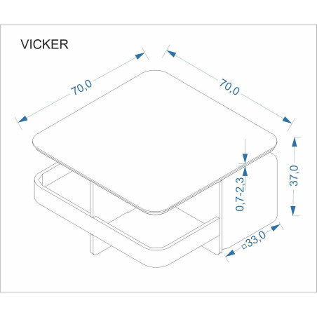 Stolik Vicker z pufami | Halmar | Czarny marmur, orzech