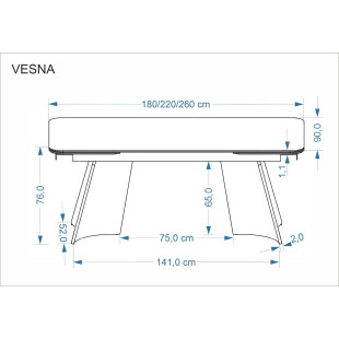 Stół rozkładany Vesna 180-260cm | Halmar - Beżowy marmur