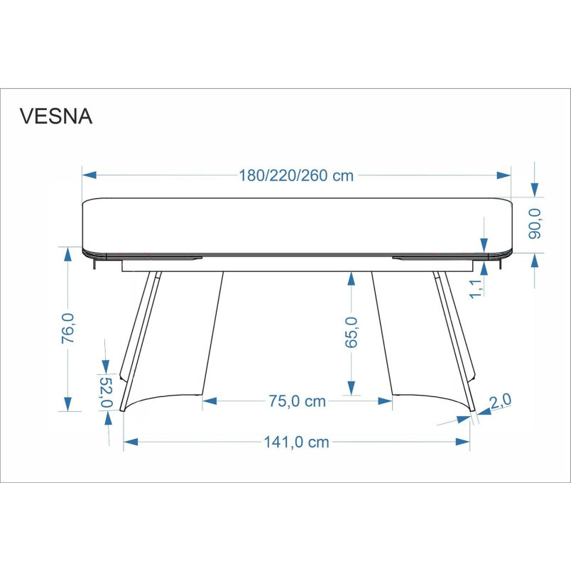 Stół rozkładany Vesna 180-260cm | Halmar - Beżowy marmur