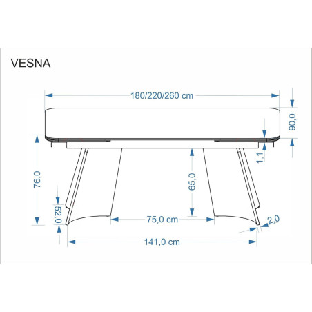 Stół rozkładany Vesna 180-260cm | Halmar - Beżowy marmur