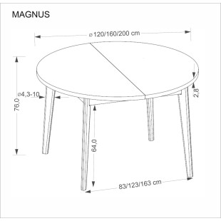 Stół rozkładany Magnus Halmar | Dąb naturalny, 120-200cm