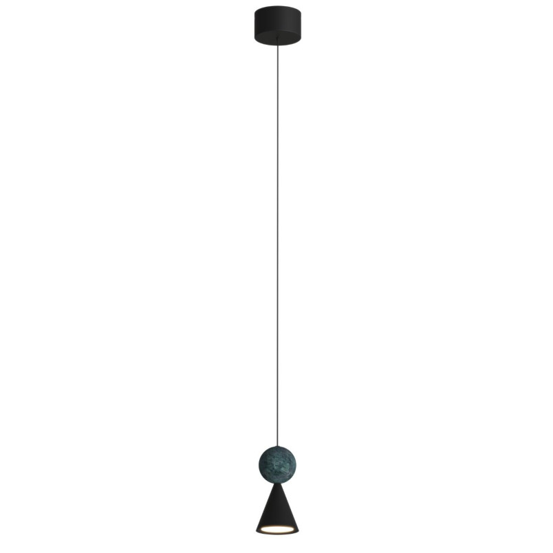Lampa wisząca Bingo LED MaxLight - Czarna, Stożek, Retro
