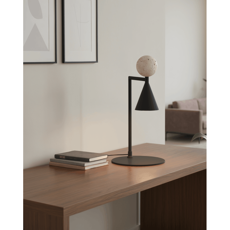 Lampa stołowa Bingo LED MaxLight | Czarny trawertyn | Retro