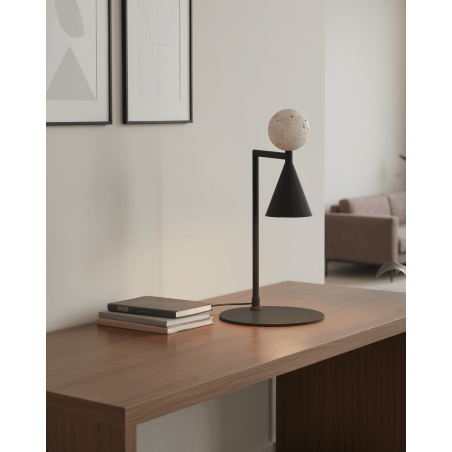 Lampa stołowa Bingo LED MaxLight | Czarny trawertyn | Retro
