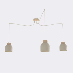 Lampa wisząca Kru mokka z drewnem Emibig | Skandynawski design