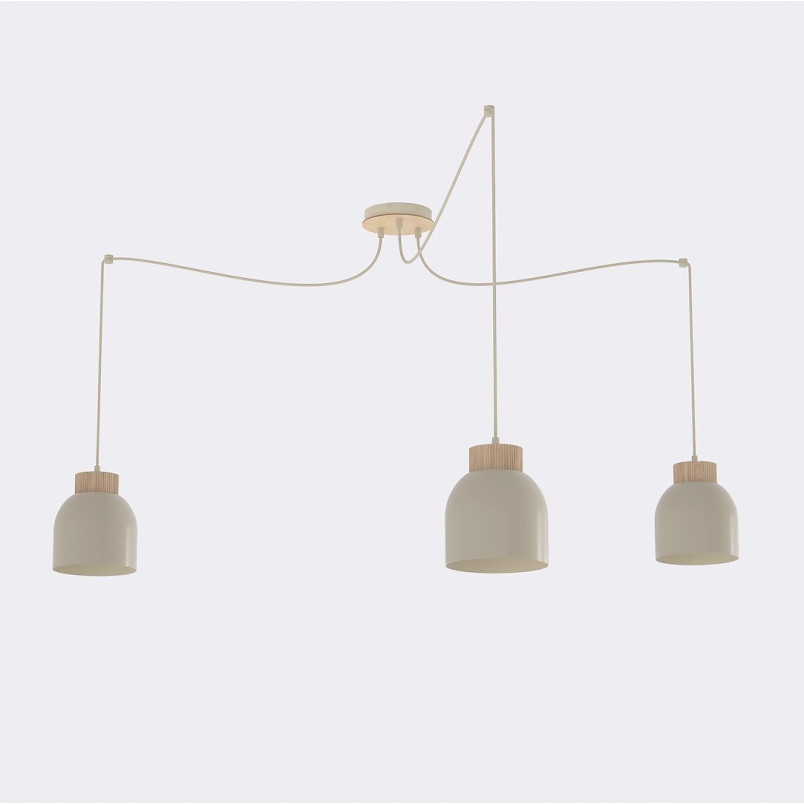 Lampa wisząca Kru mokka z drewnem Emibig | Skandynawski design