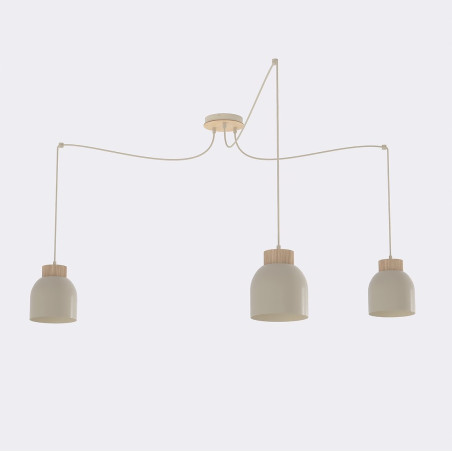 Lampa wisząca Kru mokka z drewnem Emibig | Skandynawski design