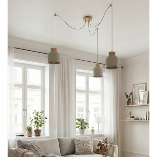 Lampa wisząca Kru mokka z drewnem Emibig | Skandynawski design