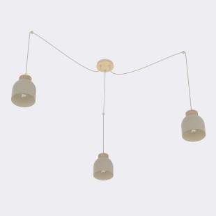 Lampa wisząca Kru mokka z drewnem Emibig | Skandynawski design