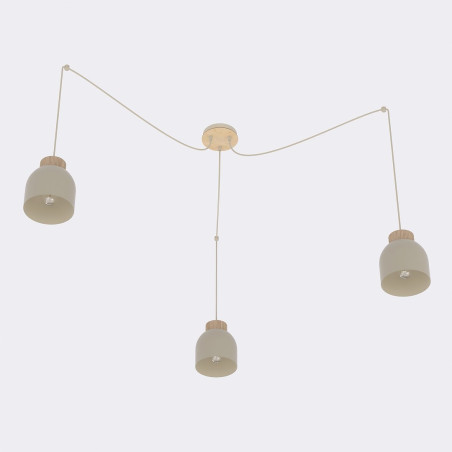 Lampa wisząca Kru mokka z drewnem Emibig | Skandynawski design