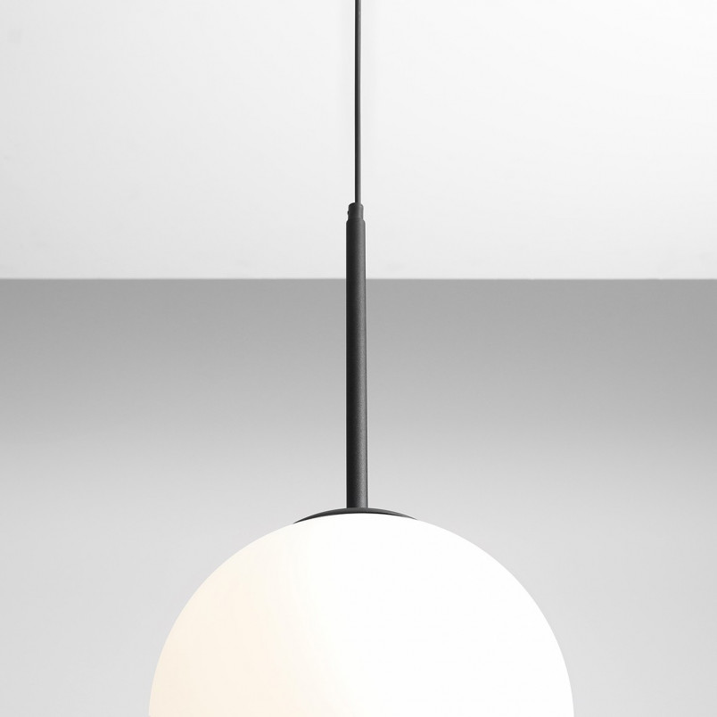 Lampa wisząca szklana kula Bosso 40cm biało-czarna | Aldex
