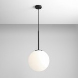 Designerska Lampa wisząca szklana kula Bosso 50 biało-czarna Aldex do salonu