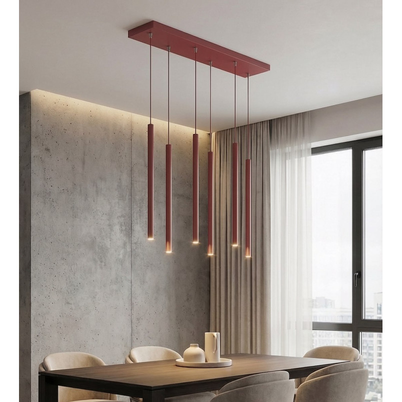 Lampa wisząca Selter VI burgundowa Emibig | Minimalistyczny design