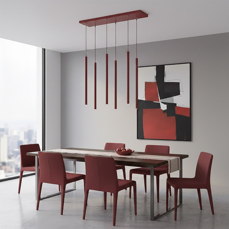 Lampa wisząca Selter VI burgundowa Emibig | Minimalistyczny design