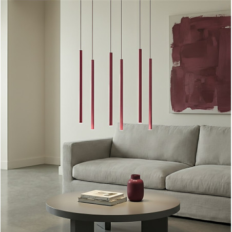 Lampa wisząca Selter VI burgundowa Emibig | Minimalistyczny design