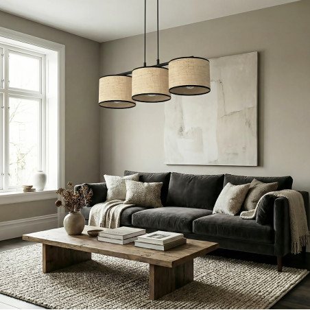 Lampa wisząca Emibig z rattanu | Styl boho, 70cm
