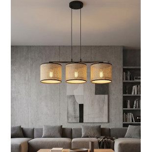 Lampa wisząca Emibig z rattanu | Styl boho, 70cm
