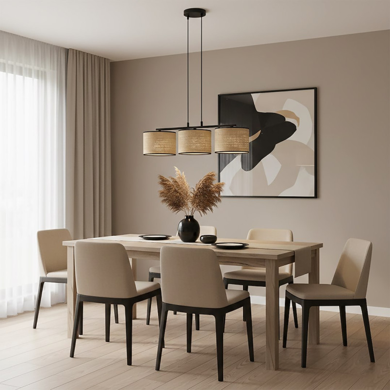 Lampa wisząca Emibig z rattanu | Styl boho, 70cm