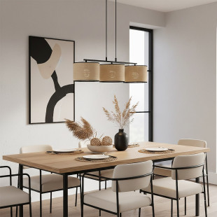 Lampa wisząca Emibig z rattanu | Styl boho, 70cm