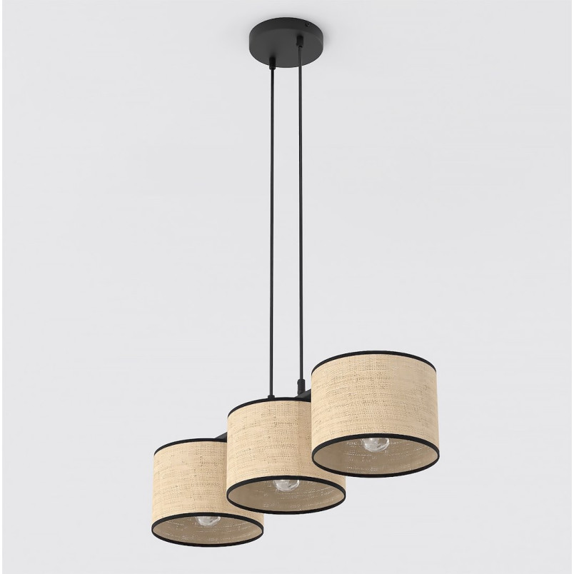 Lampa wisząca Emibig z rattanu | Styl boho, 70cm