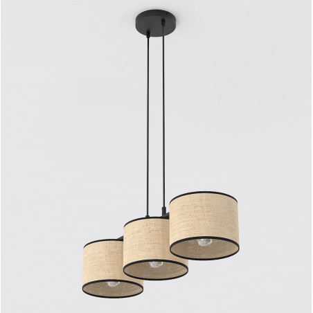 Lampa wisząca Emibig z rattanu | Styl boho, 70cm
