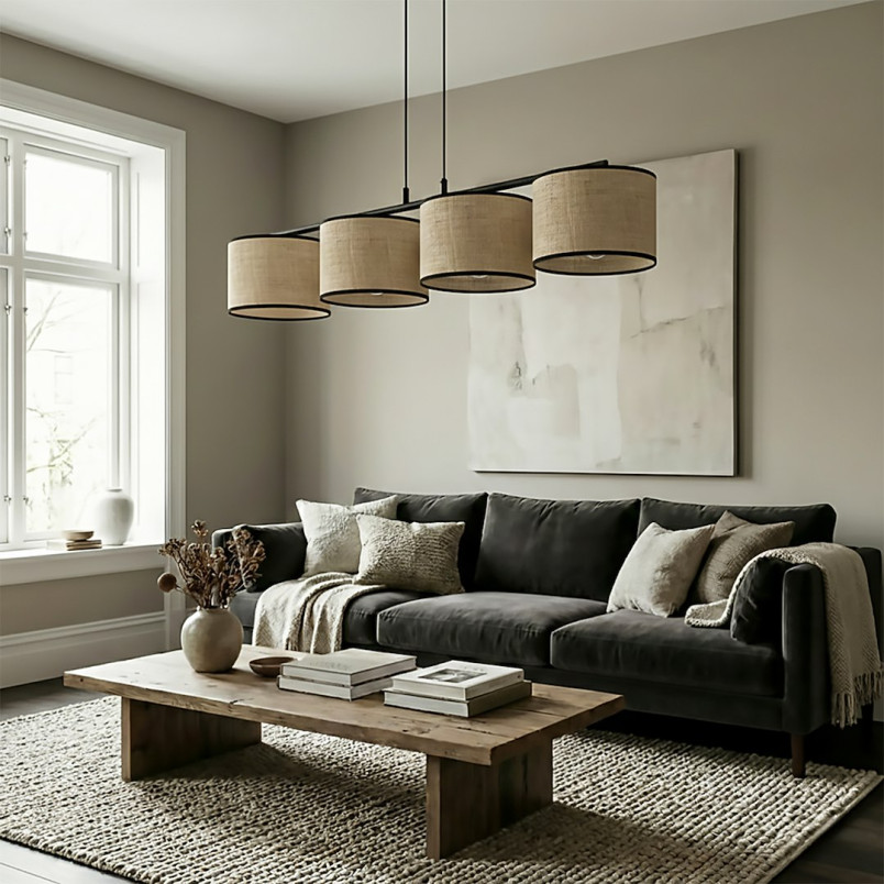 Lampa wisząca Emibig - Rattan, 4 klosze, 96cm