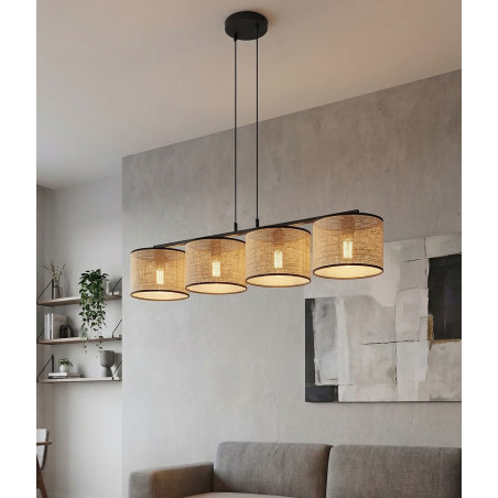Lampa wisząca Emibig - Rattan, 4 klosze, 96cm