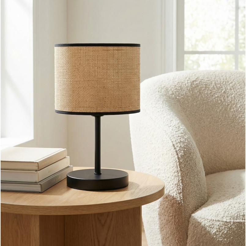 Lampa stołowa Emibig Eco - rattanowy abażur, styl boho