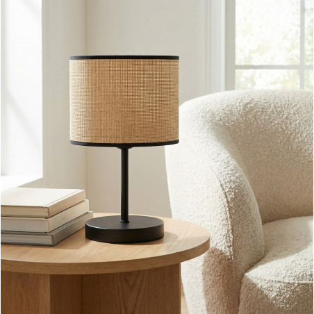 Lampa stołowa Emibig Eco - rattanowy abażur, styl boho