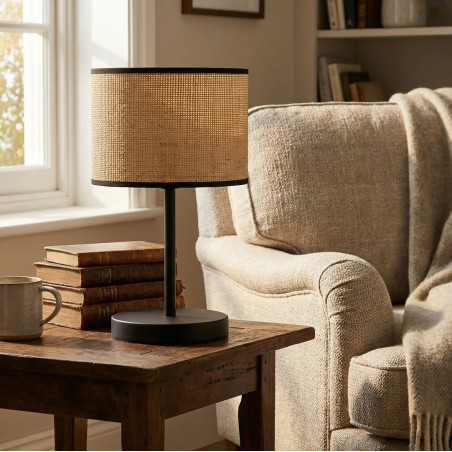 Lampa stołowa Emibig Eco - rattanowy abażur, styl boho