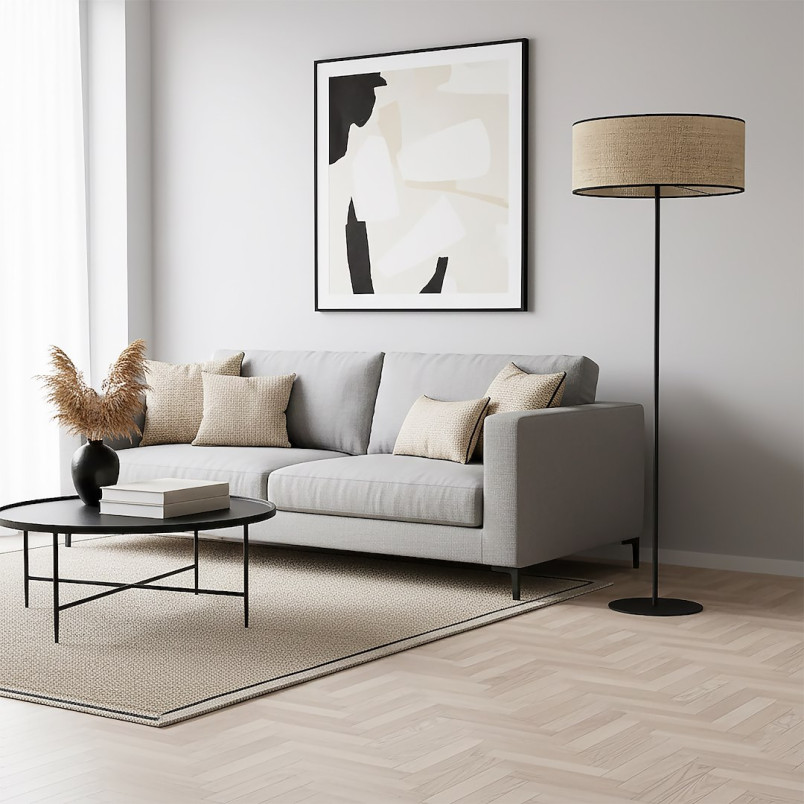 Lampa podłogowa Emibig Eco: Rattanowy klosz, styl boho