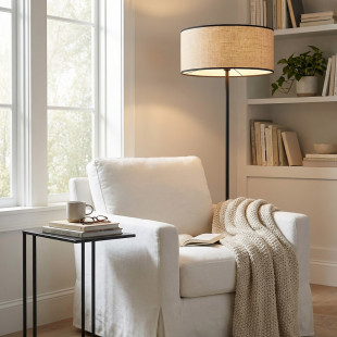 Lampa podłogowa Emibig Eco: Rattanowy klosz, styl boho