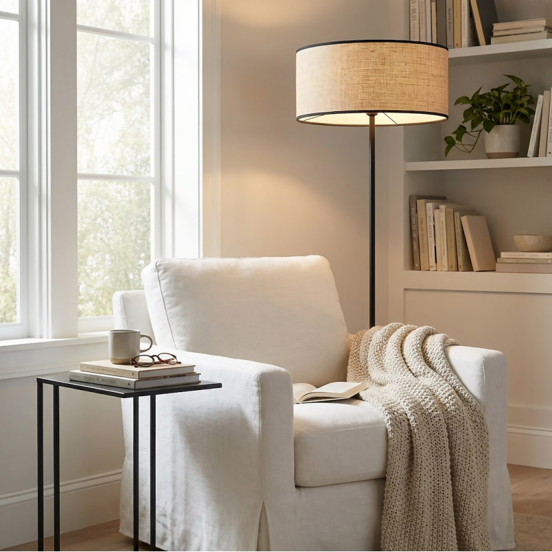 Lampa podłogowa Emibig Eco: Rattanowy klosz, styl boho