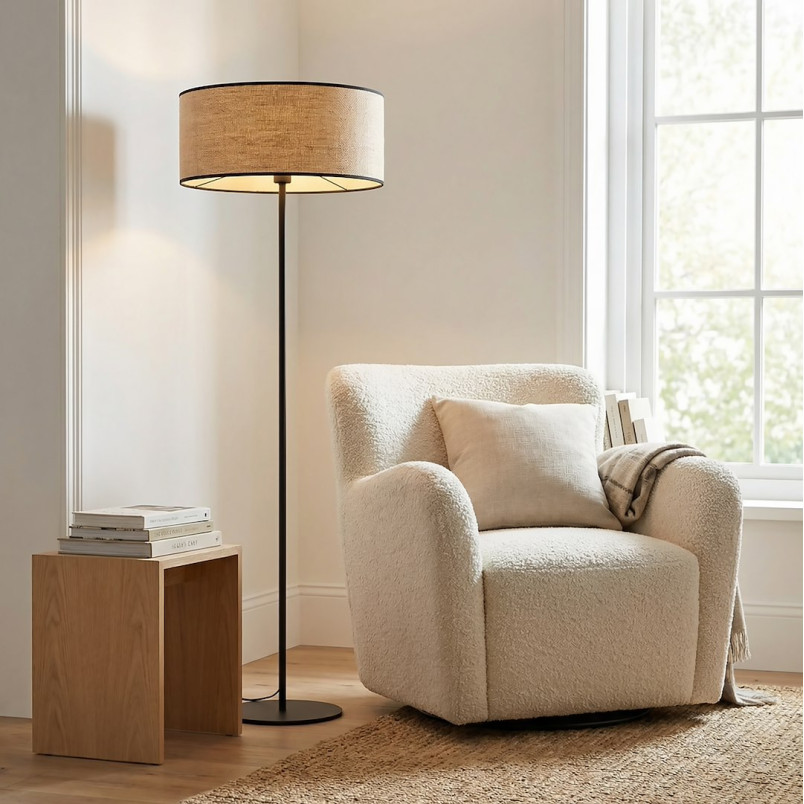 Lampa podłogowa Emibig Eco: Rattanowy klosz, styl boho