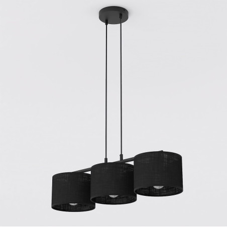 Lampa wisząca Emibig | 3 czarne klosze, 70cm | Sklep mebli