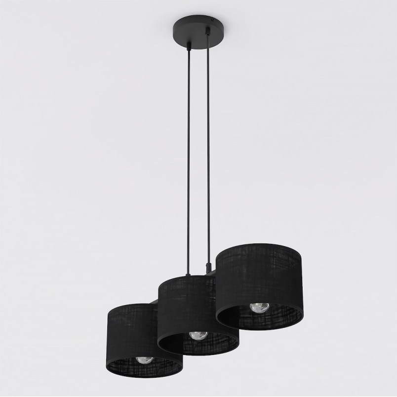 Lampa wisząca Emibig | 3 czarne klosze, 70cm | Sklep mebli
