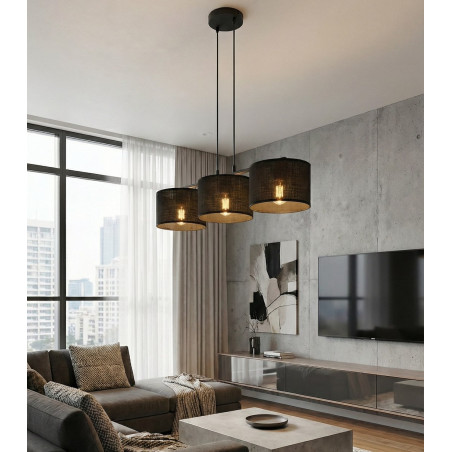 Lampa wisząca Emibig | 3 czarne klosze, 70cm | Sklep mebli