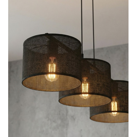 Lampa wisząca Emibig | 3 czarne klosze, 70cm | Sklep mebli