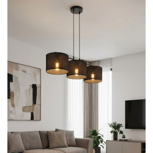 Lampa wisząca Emibig | 3 czarne klosze, 70cm | Sklep mebli