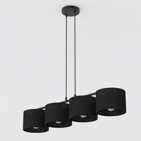Lampa wisząca Emibig - 4 czarne klosze, 96cm - Sklep z meblami