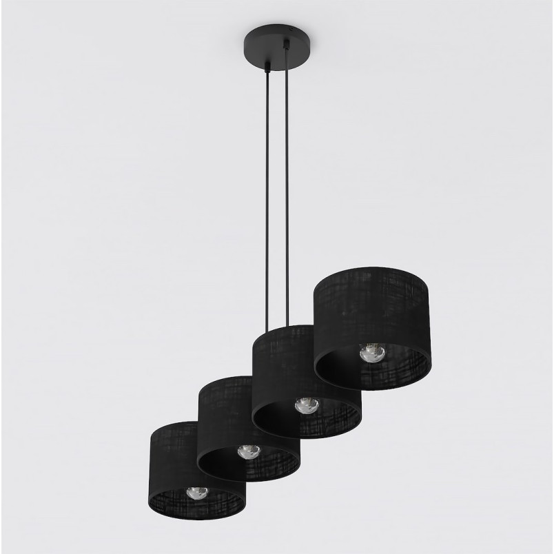 Lampa wisząca Emibig - 4 czarne klosze, 96cm - Sklep z meblami