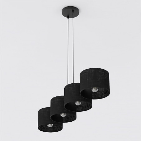 Lampa wisząca Emibig - 4 czarne klosze, 96cm - Sklep z meblami