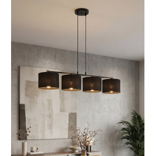 Lampa wisząca Emibig - 4 czarne klosze, 96cm - Sklep z meblami